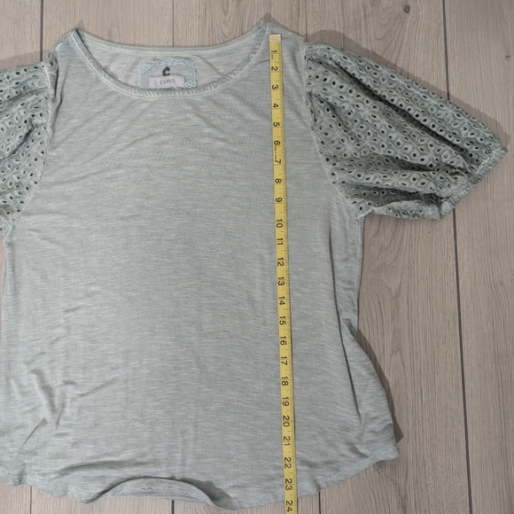 CUPIO pale green size XL puffy sleeve top - Picture 5 of 8